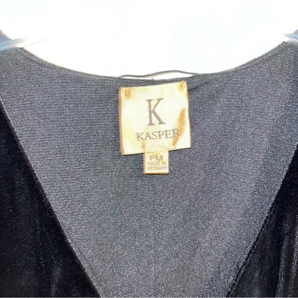 KASPER size PM black velvet sleeveless dress - Picture 4 of 6